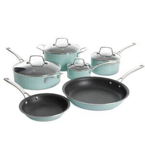 10-Pc. Hard-Enameled Aluminum Nonstick Cookware Set ( New with box)